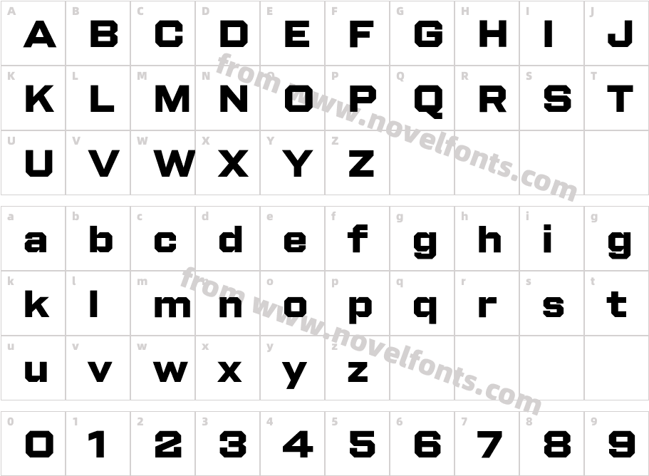 Shuttleblock Wide BoldCharacter Map