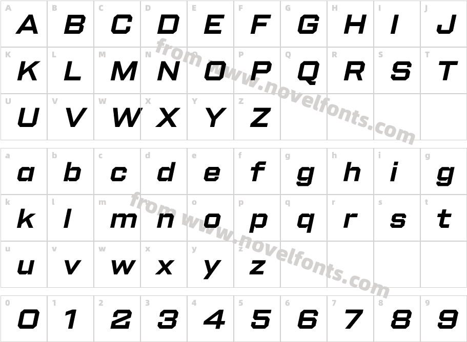 Shuttleblock Wide Demi ItalicCharacter Map