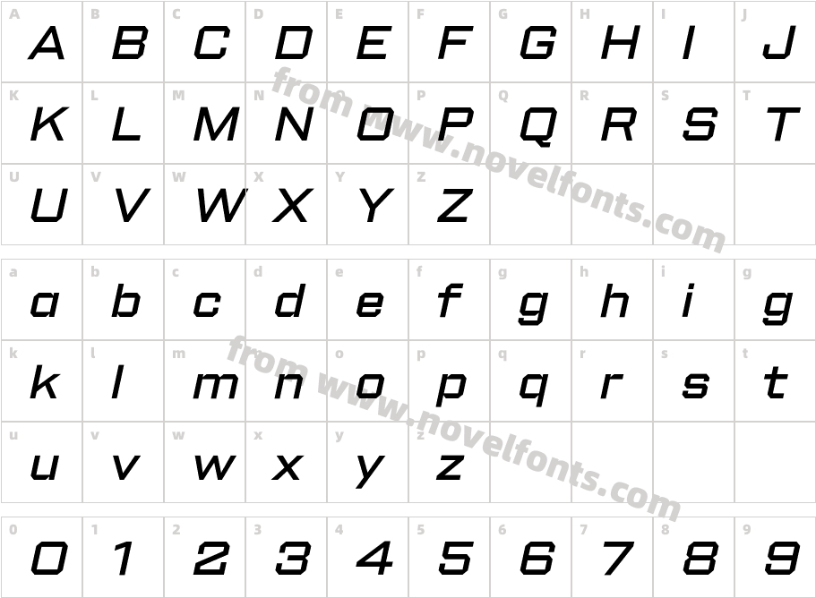 Shuttleblock Wide Medium ItalicCharacter Map