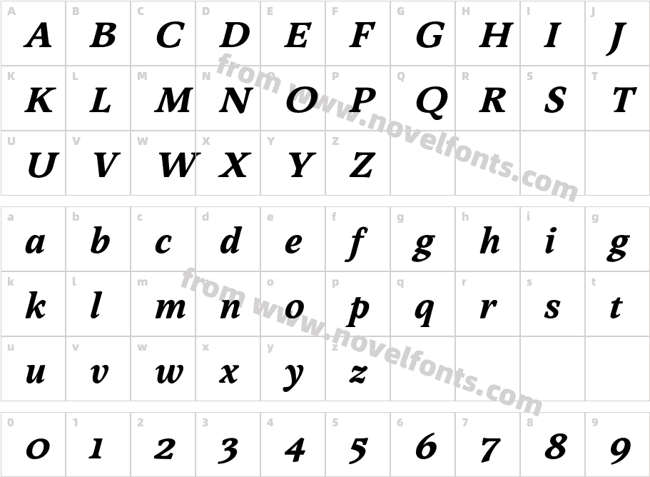 Sibre Bold ItalicCharacter Map