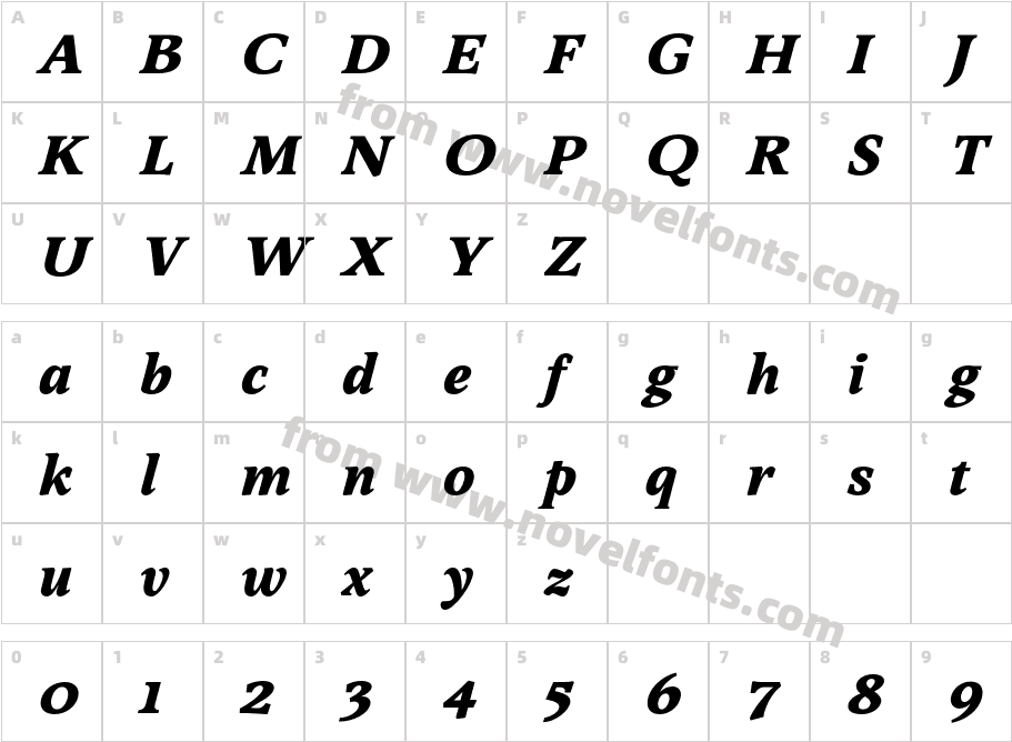 Sibre Extra Bold ItalicCharacter Map