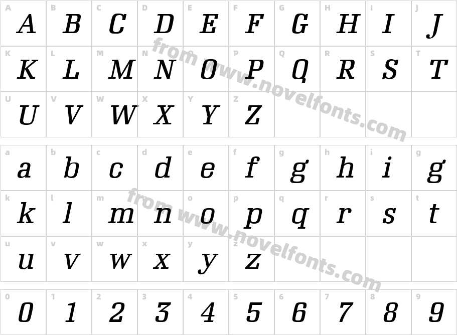 Napoleon ItalicCharacter Map