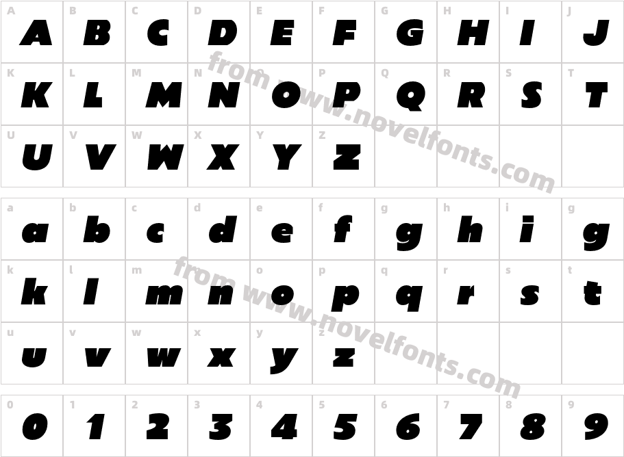 Sigmund PRO Heavy ItalicCharacter Map