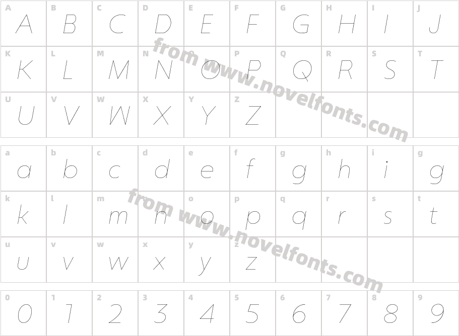 Sigmund PRO Thin ItalicCharacter Map