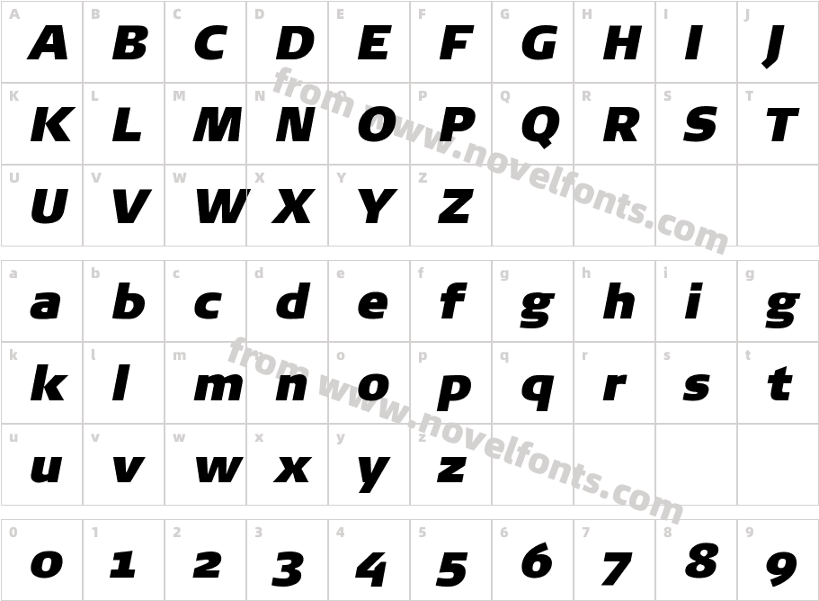 Signa Extra Black ItalicCharacter Map