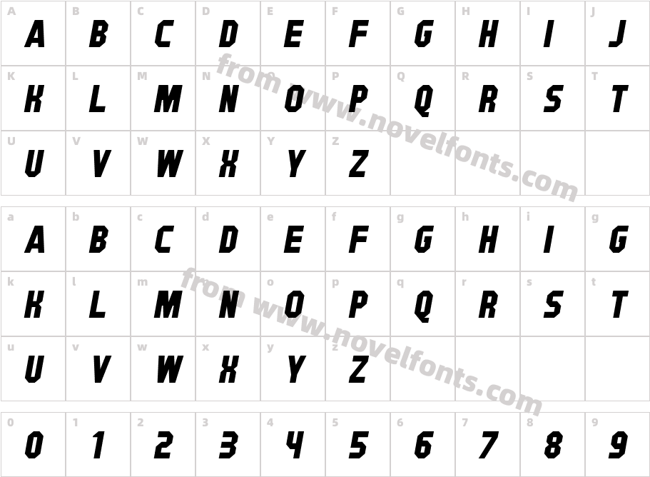 Signwood ItalicCharacter Map