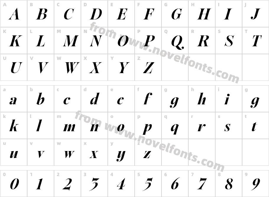 Sigurd Extra Bold ItalicCharacter Map