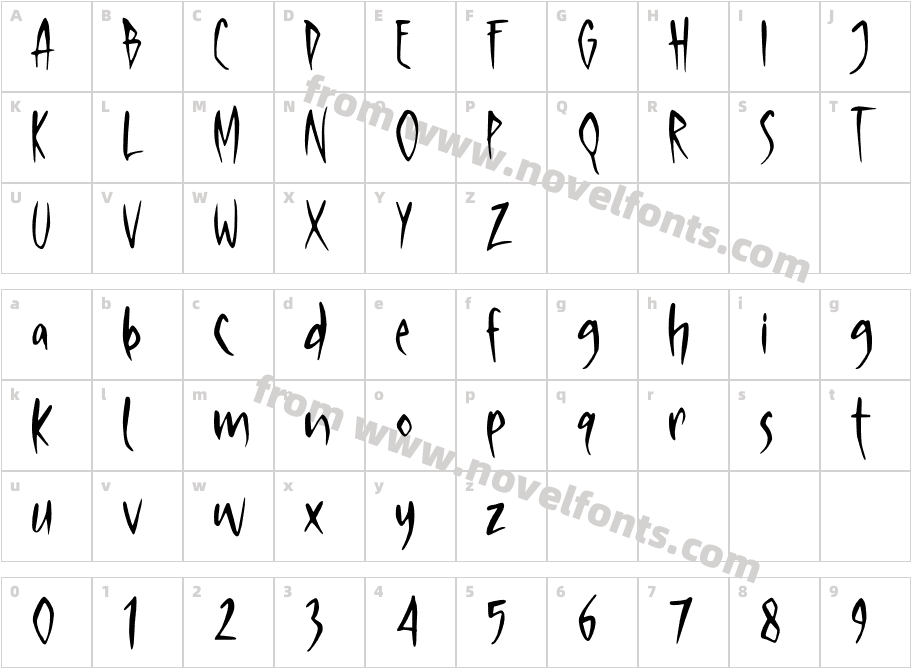 Silent Moon RegularCharacter Map