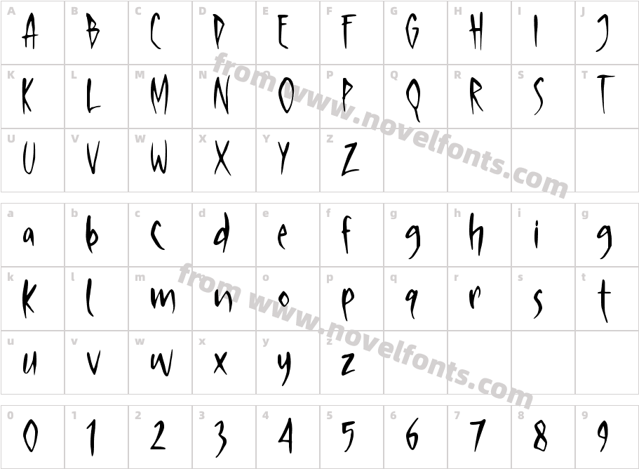 Silent Moon RegularCharacter Map