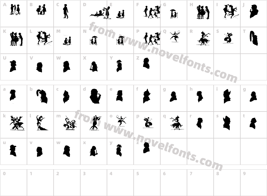 SilhouettesABZCharacter Map