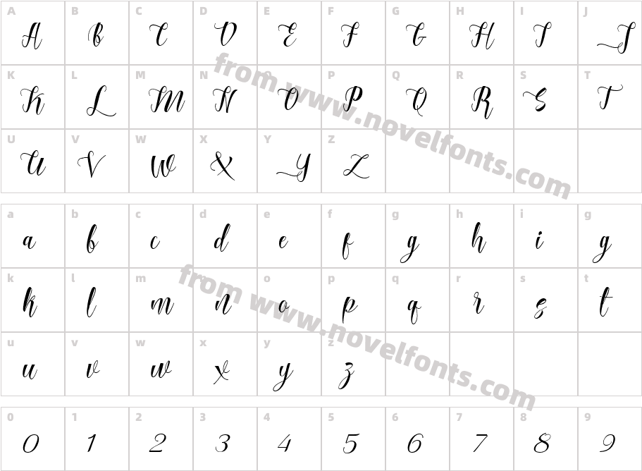 Silliza Script RegularCharacter Map