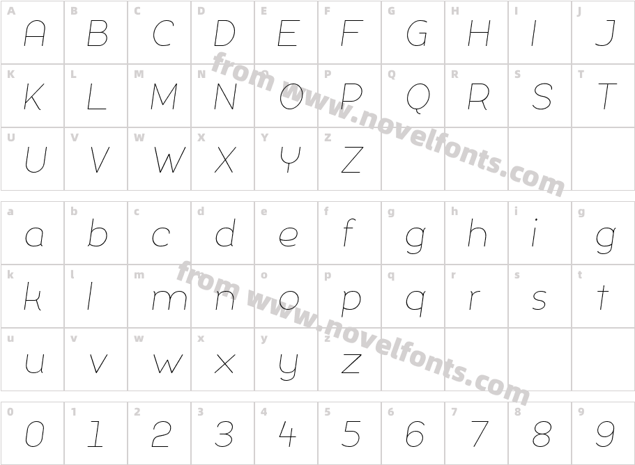 Silo Extra Light ItalicCharacter Map