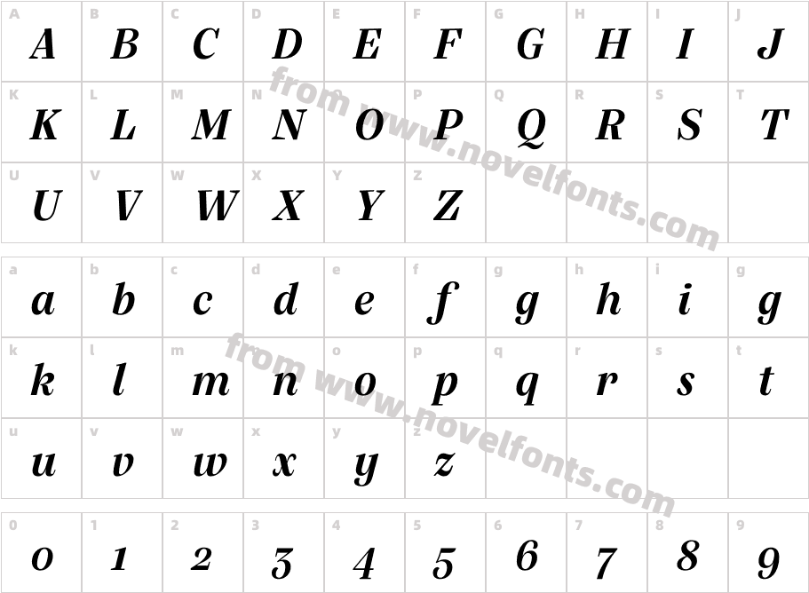 Silva Display Trial Semibold ItalicCharacter Map