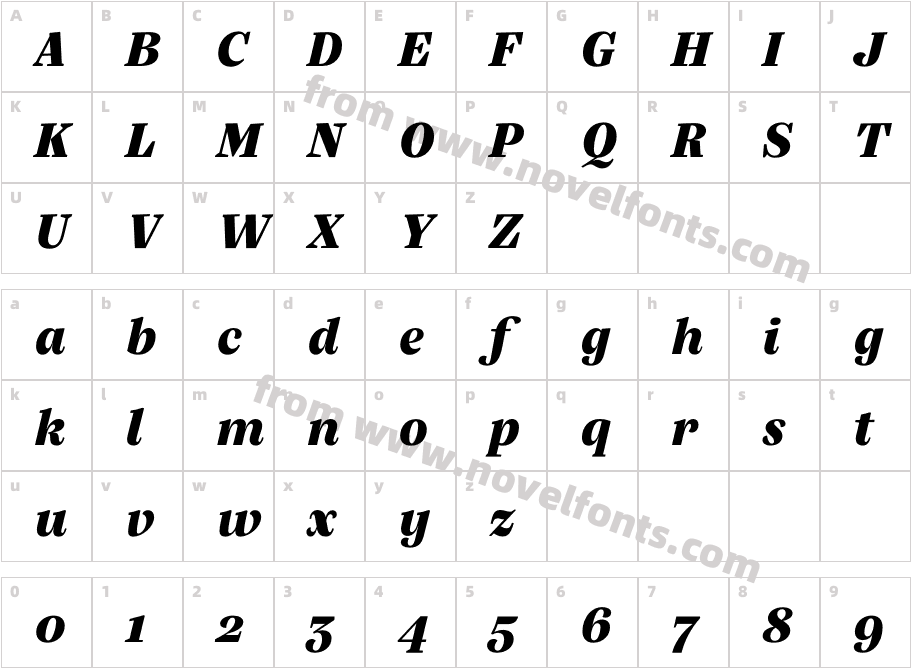 Silva Text Trial Black ItalicCharacter Map