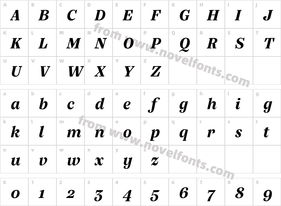 Silva Text Trial Bold ItalicCharacter Map