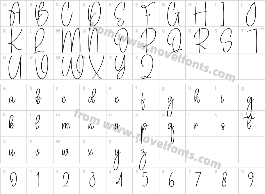 Simple Calligraph RegularCharacter Map