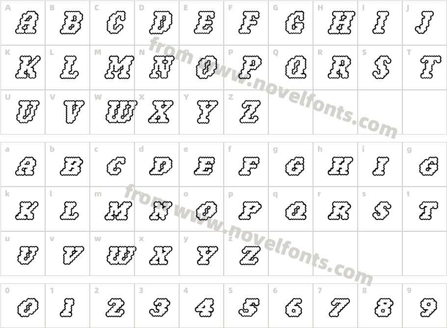 NarlyOutlineCharacter Map