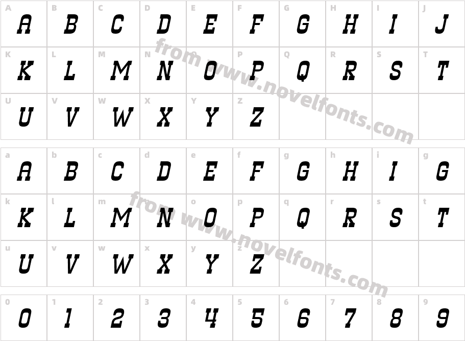 Simple Famous Thin ItalicCharacter Map