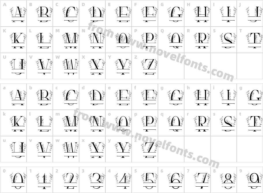 Simple Leaves MonogramCharacter Map