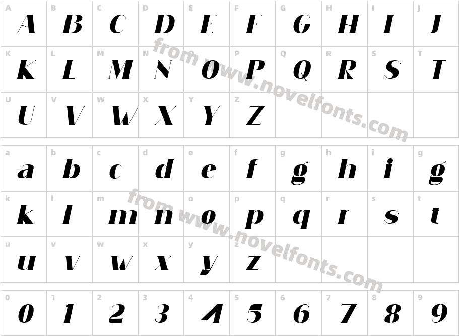 Simply Conception Black ItalicCharacter Map