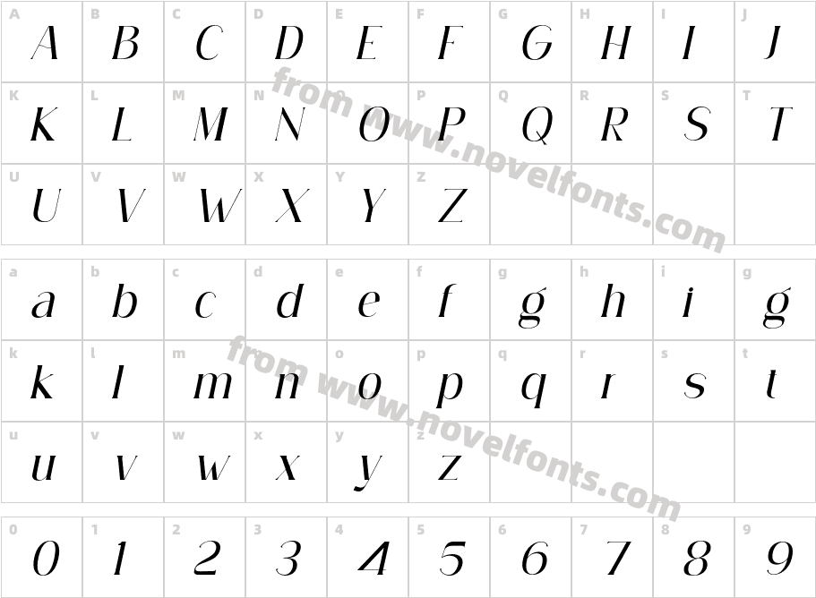 Simply Conception ItalicCharacter Map