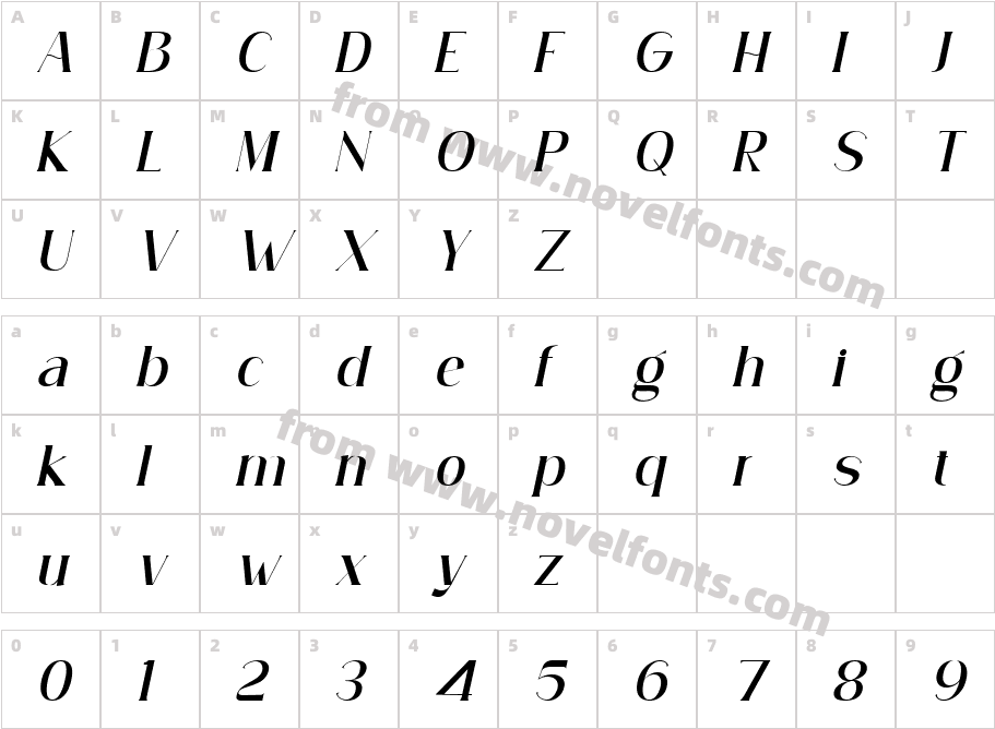Simply Conception Medium ItalicCharacter Map