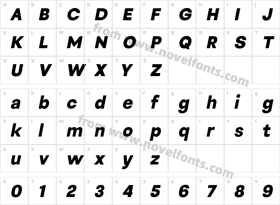 Sinteca Black ItalicCharacter Map