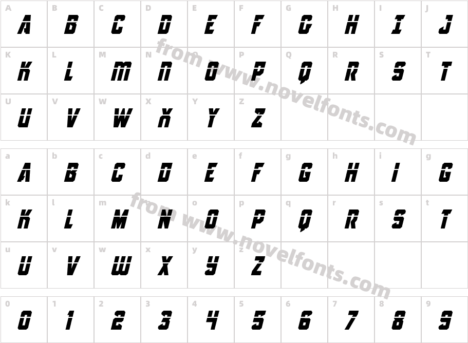 Antilles Laser ItalicCharacter Map