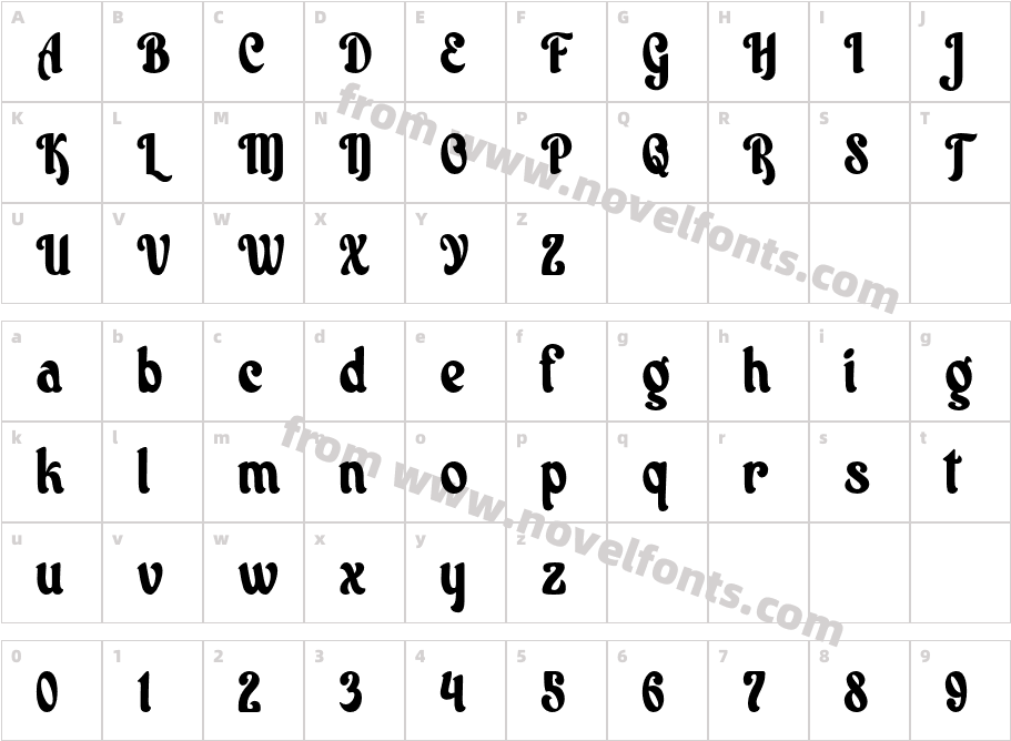 Sinto Calurs BoldCharacter Map