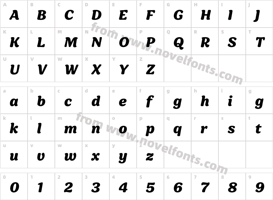 Sirenia Bold ItalicCharacter Map