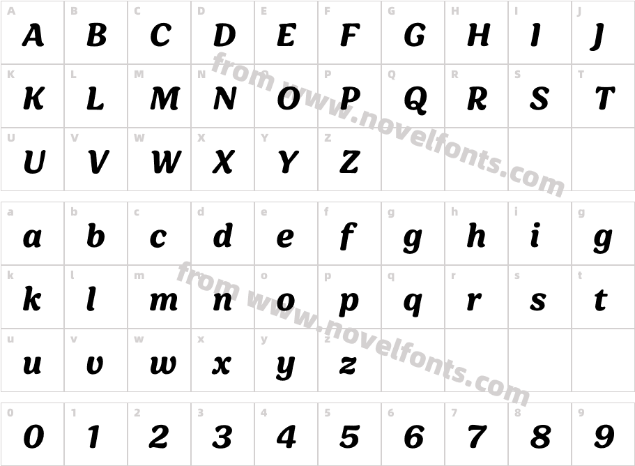 Sirenia Semibold ItalicCharacter Map