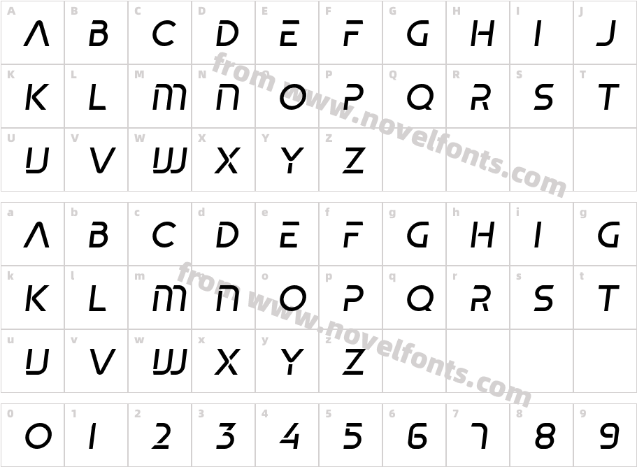 Skate blade Regular ItalicCharacter Map