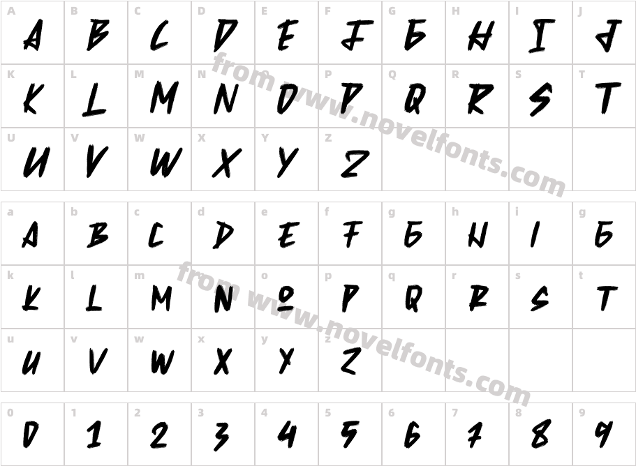 Skulrock RegularCharacter Map