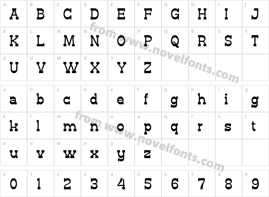 Slab Tronic RegularCharacter Map