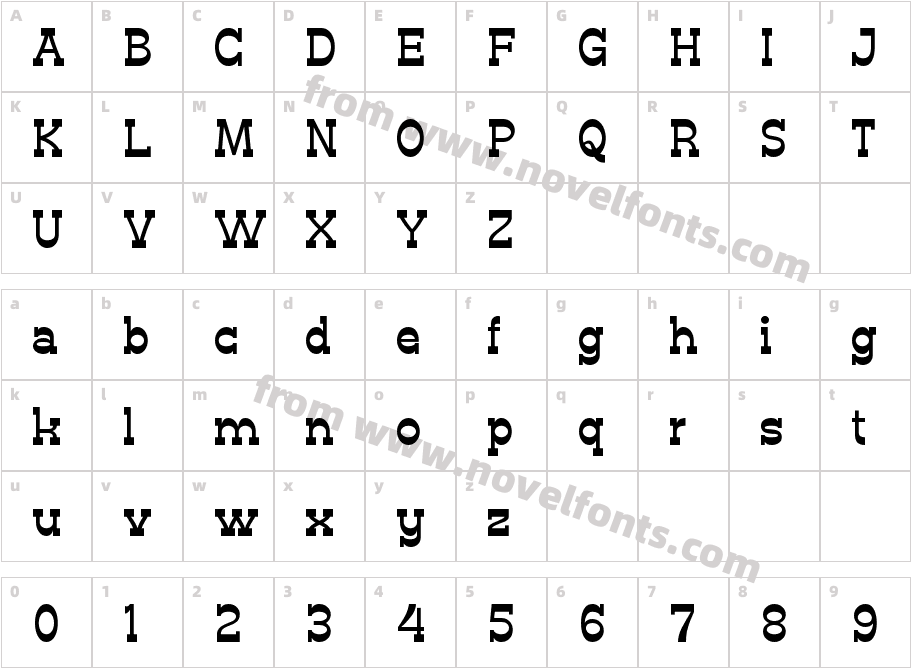 Slab Tronic RegularCharacter Map
