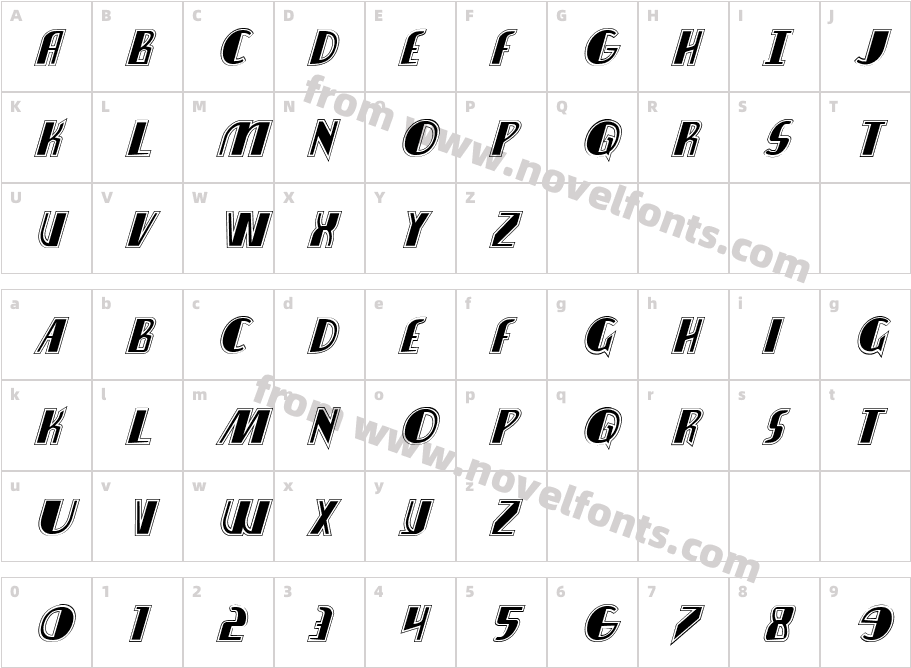 Nathan Brazil Academy ItalicCharacter Map