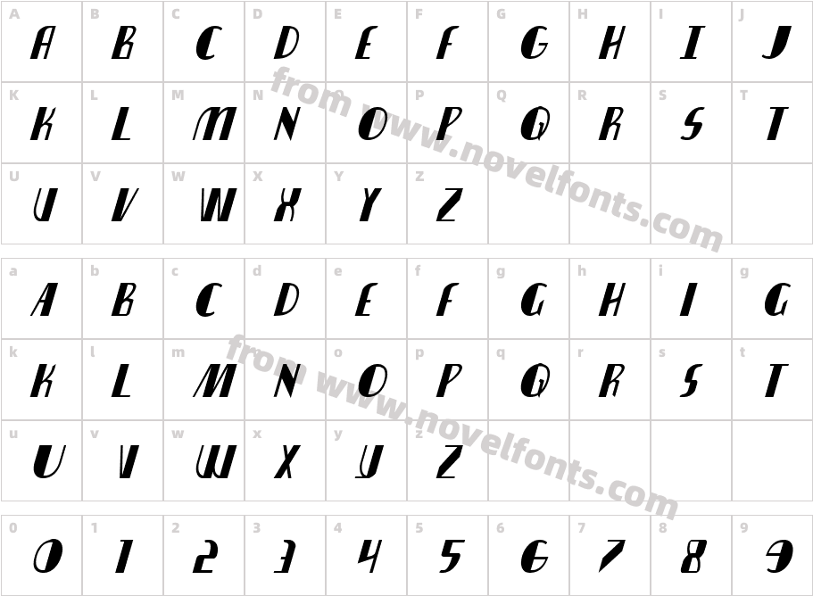 Nathan Brazil Condensed ItalicCharacter Map