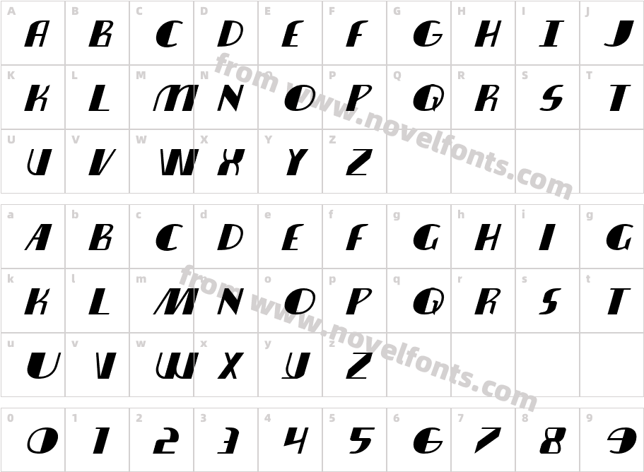 Nathan Brazil Expanded ItalicCharacter Map