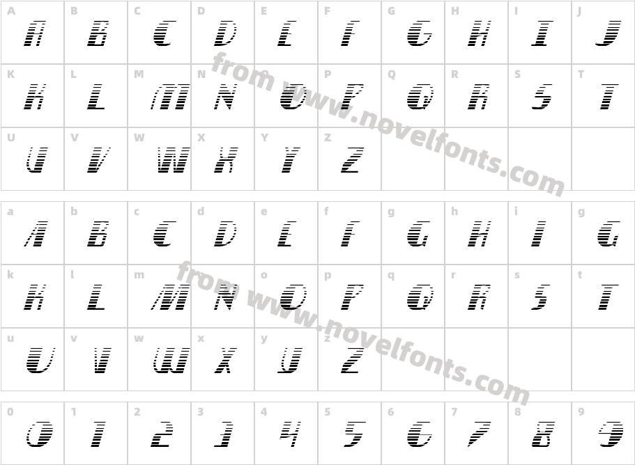 Nathan Brazil Gradient ItalicCharacter Map