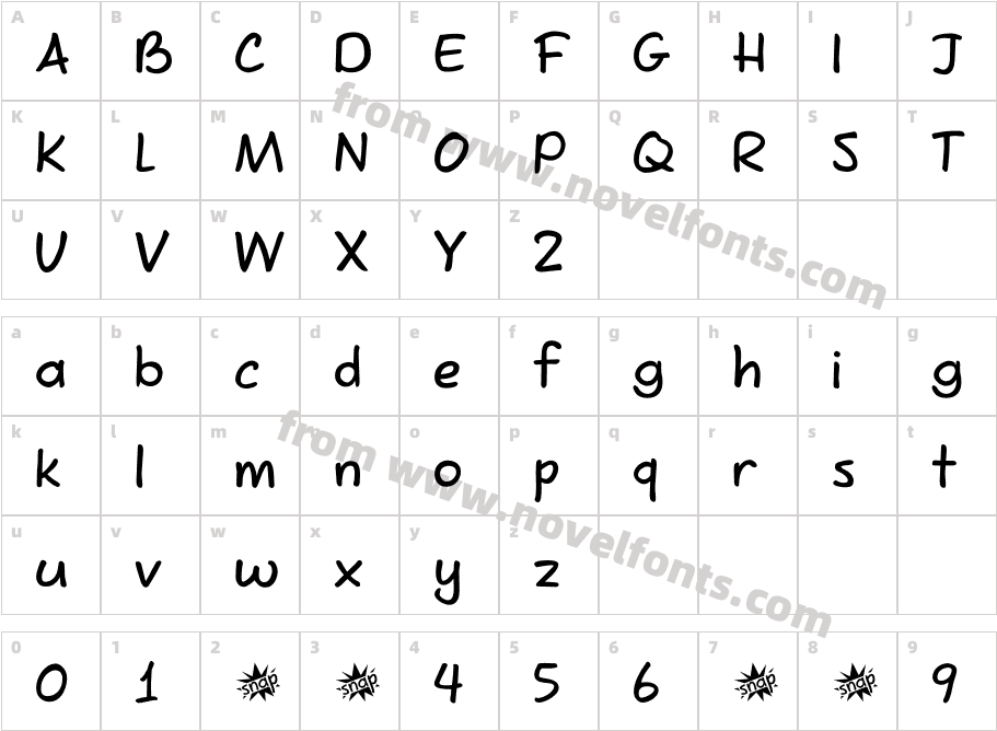 Snappy Fingers DEMO RegularCharacter Map