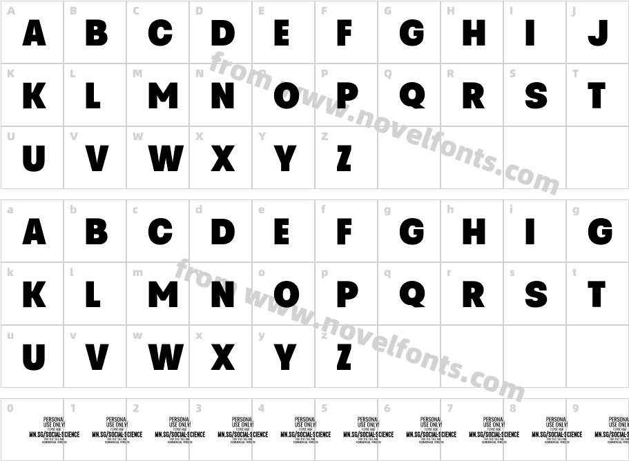 Social Science Sans PERSONAL RegularCharacter Map