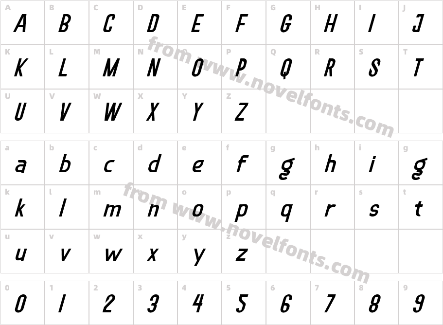 Soegja ItalicCharacter Map