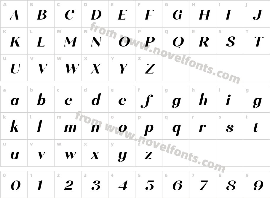 Soft Aura Bold ItalicCharacter Map