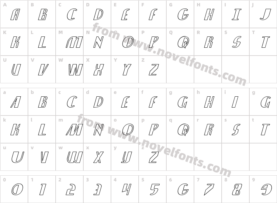 Nathan Brazil Shadow ItalicCharacter Map