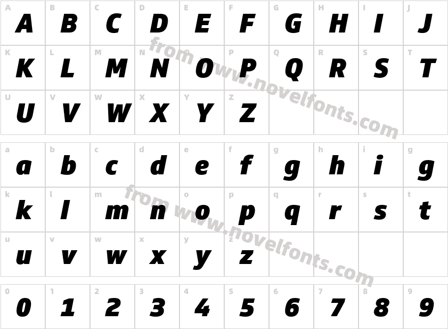 Soleto Trial Black ItalicCharacter Map