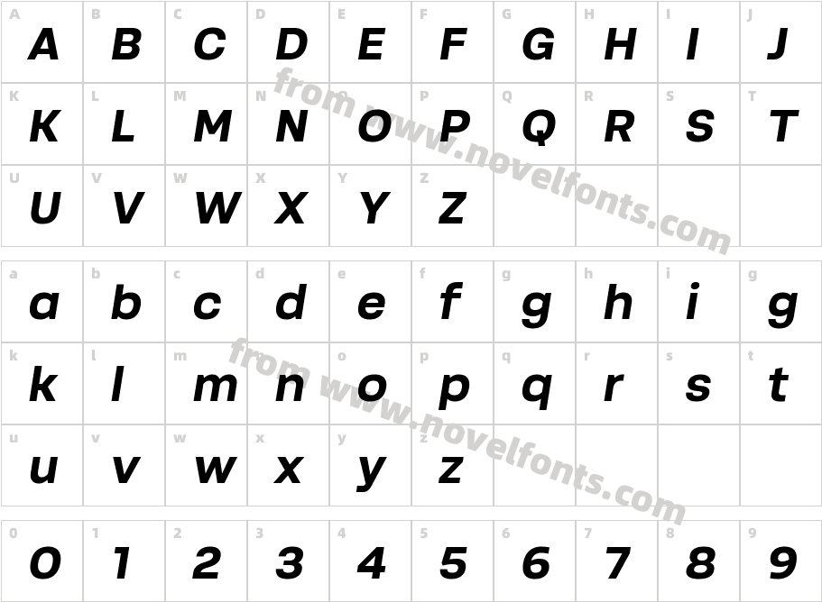 Soliden Bold ObliqueCharacter Map