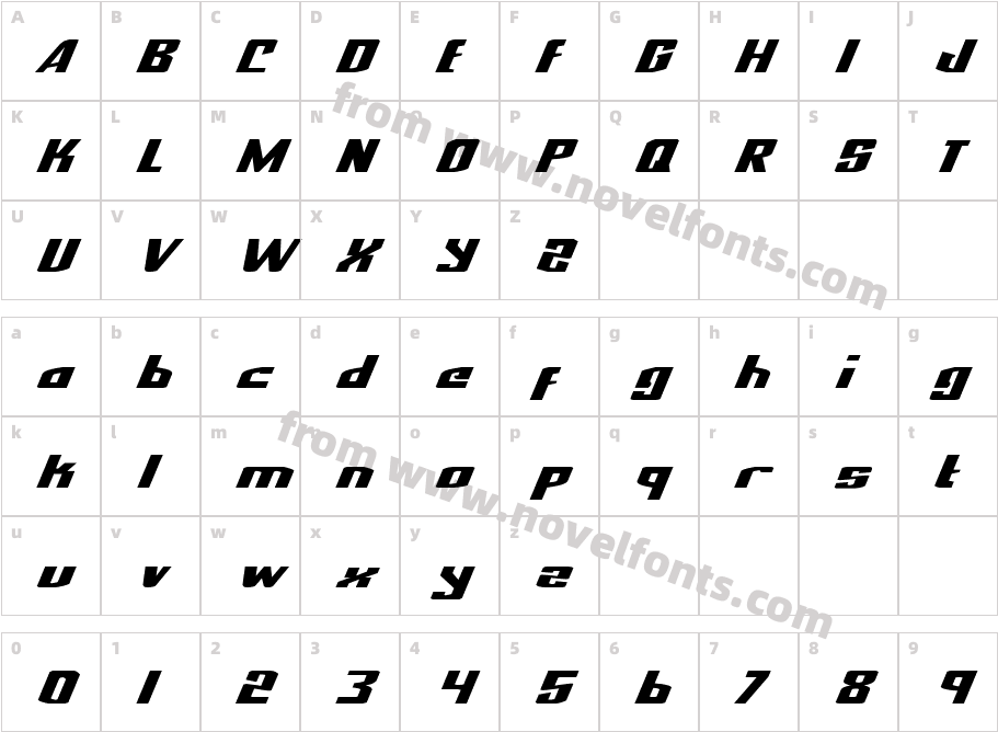 National Express Exp ItalicCharacter Map