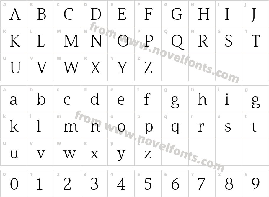 Solitas Serif Ext LightCharacter Map