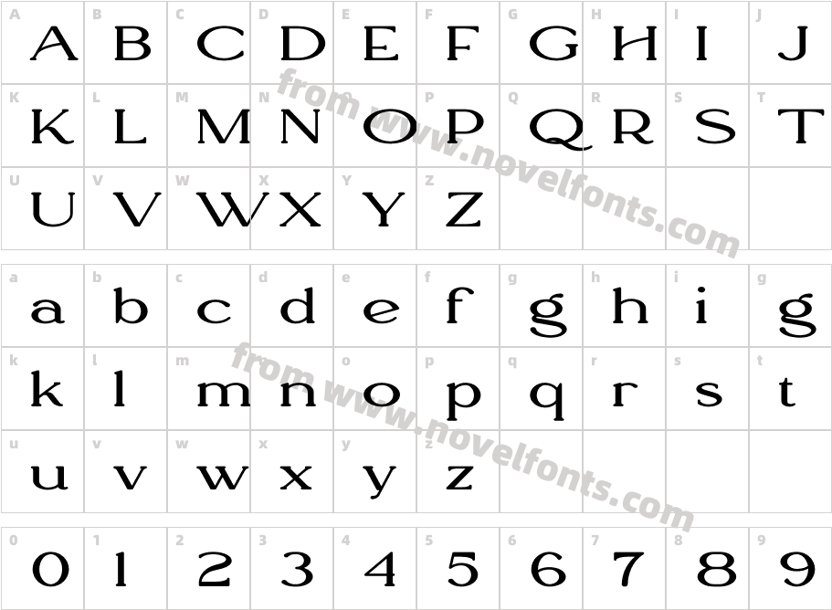 Sonnet RegularCharacter Map