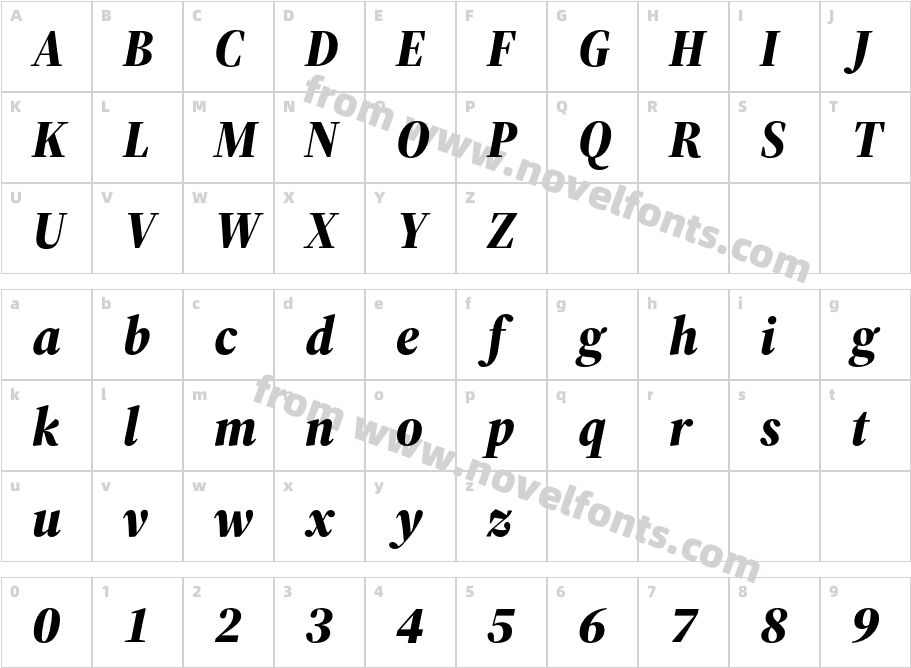 Source Serif 4 Display Black ItalicCharacter Map